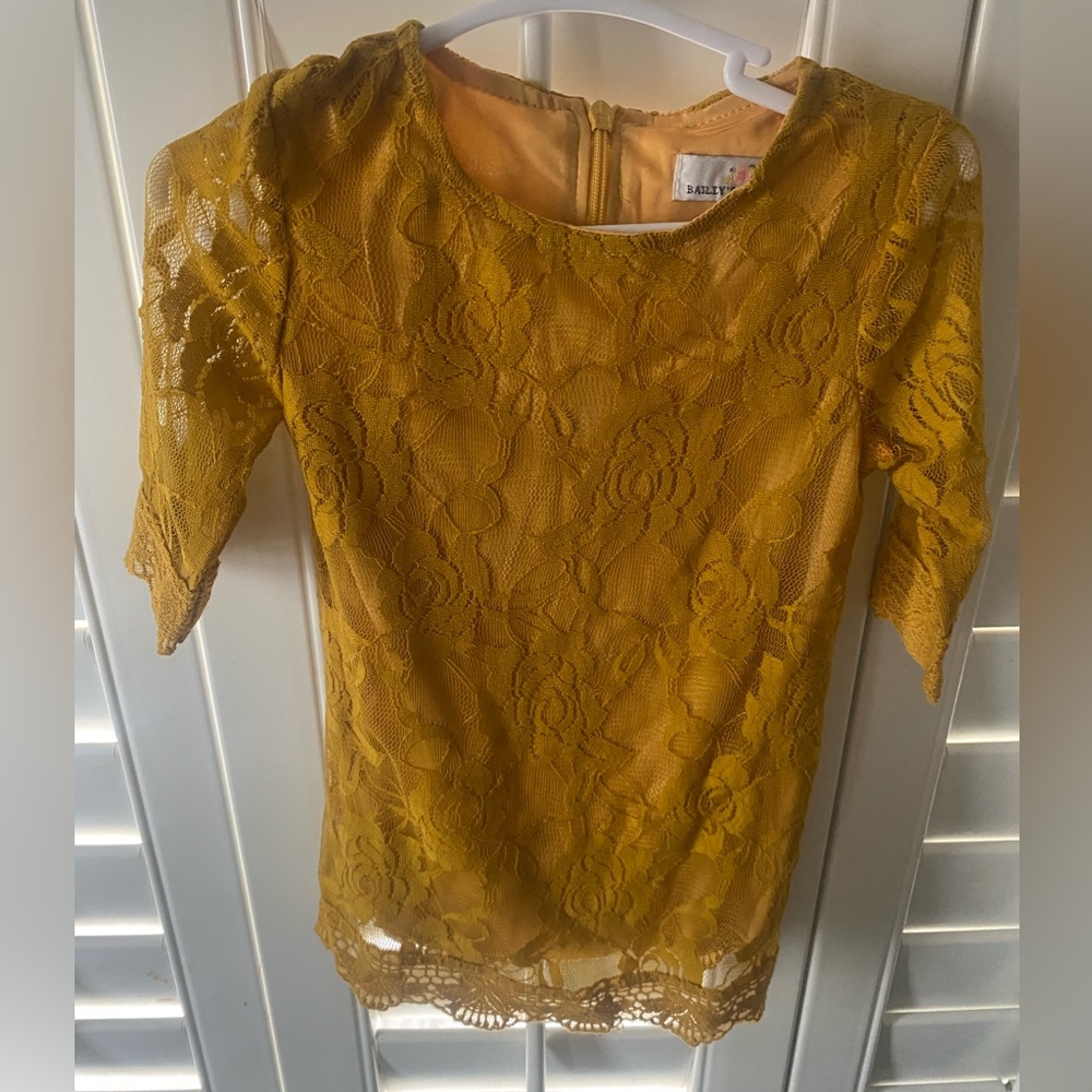 Elegant Mustard Lace Dress for Kids